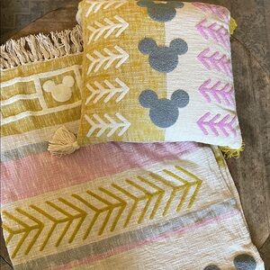 Disney Parks Mickey Mouse Pillow and Throw Set